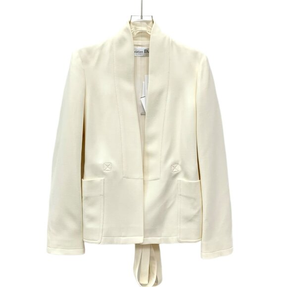 Dior 2023 Palto Collection Off-white wool belted open-front blazer - Picture 1 of 9